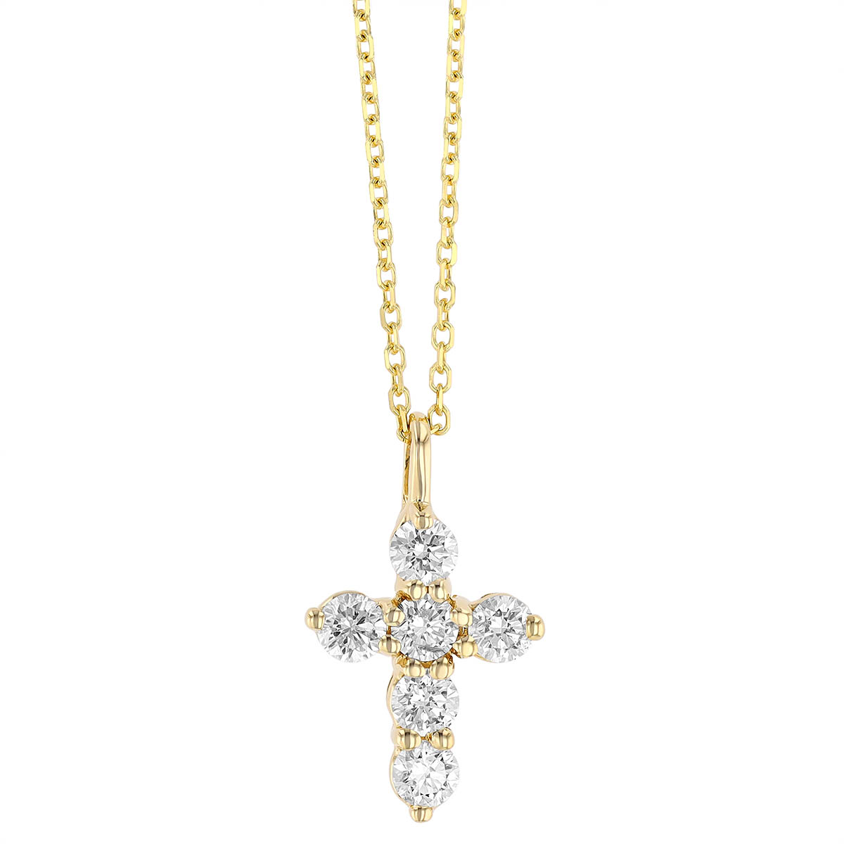 Diamond Cross Pendant in Yellow Gold, 18