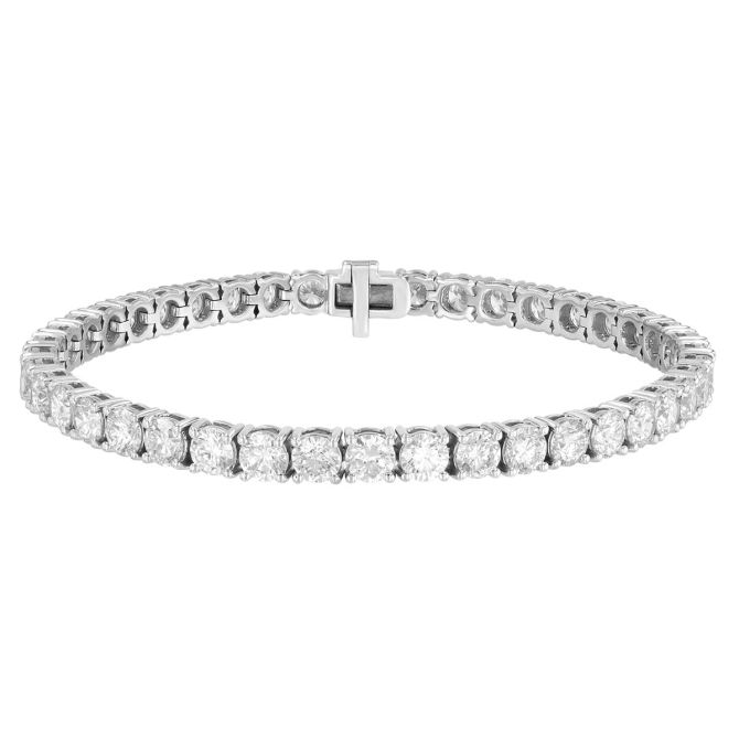 Borsheims Signature Collection Round Diamond 4 Prong Tennis Bracelet in White Gold, 12.80 cttw, 7.5"