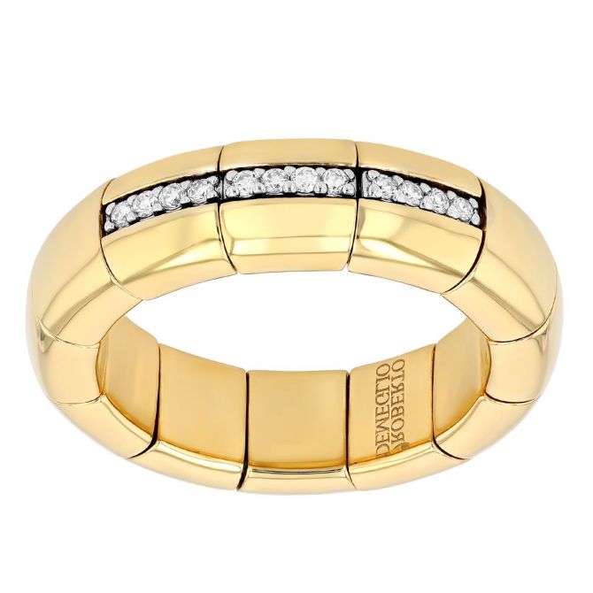 Roberto Demeglio Pura Diamond Inlay Stretch Ring in Yellow Gold