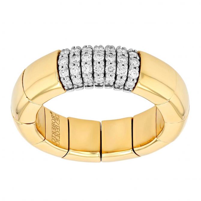 Demeglio Pura Diamond Pavé Stretch Ring in Yellow Gold