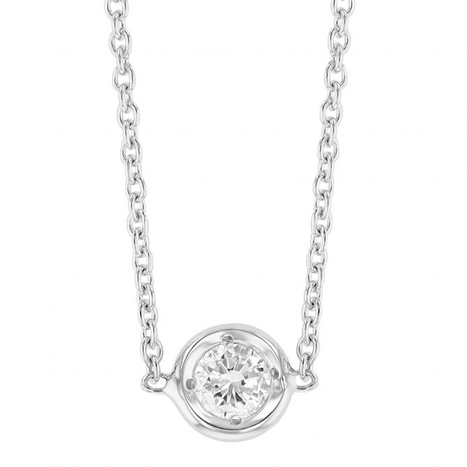 Roberto Coin Diamonds by the Inch Single Station Necklace in White Gold, 18"