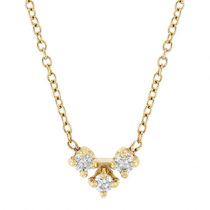 Zoe Chicco Diamond Trio V Necklace in Yellow Gold, 16"