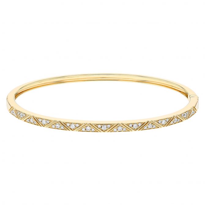 Diamond Triangle Pattern Bangle Bracelet in Yellow Gold