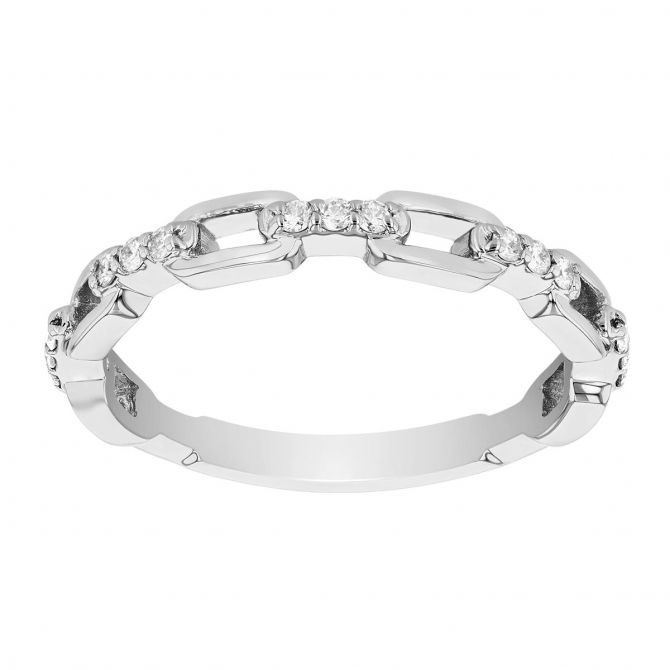 White Gold & Diamond Link Band Ring