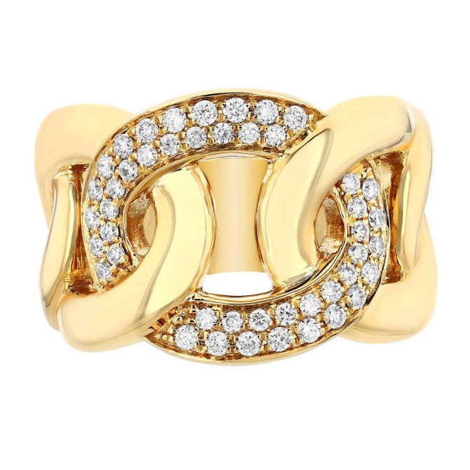 Diamond & Yellow Gold Large Link Ring