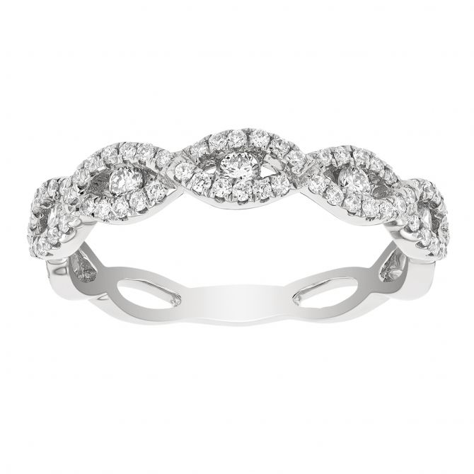 Diamond & Marquise-Shaped Halo Patteren Ring in White Gold