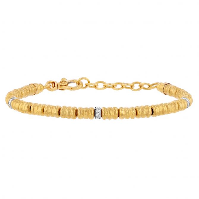 Gurhan Vertigo Diamond Pavé Bead Station Bracelet in Yellow Gold, 8.5"