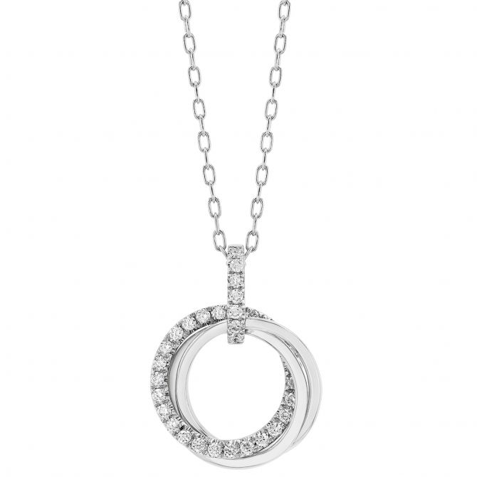 Diamond Triple Circle Pendant in White Gold