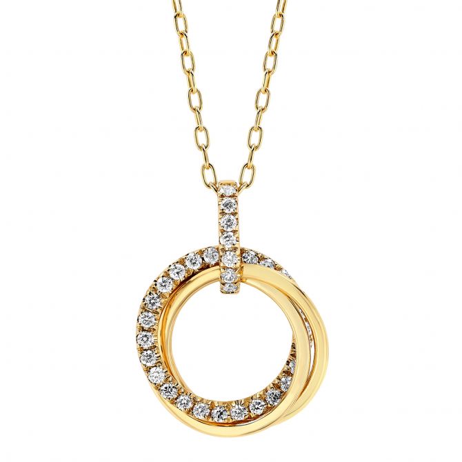 Diamond & Yellow Gold Intertwined Circle Pendant