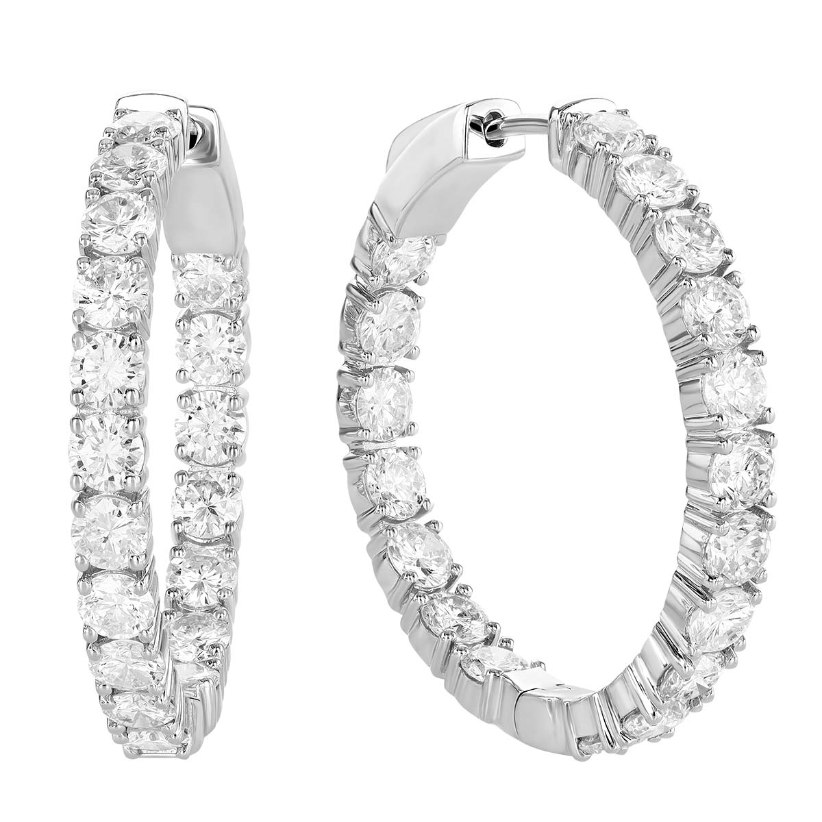 Diamond Inside Out Hoop Earrings in White Gold, 5 cttw | Borsheims