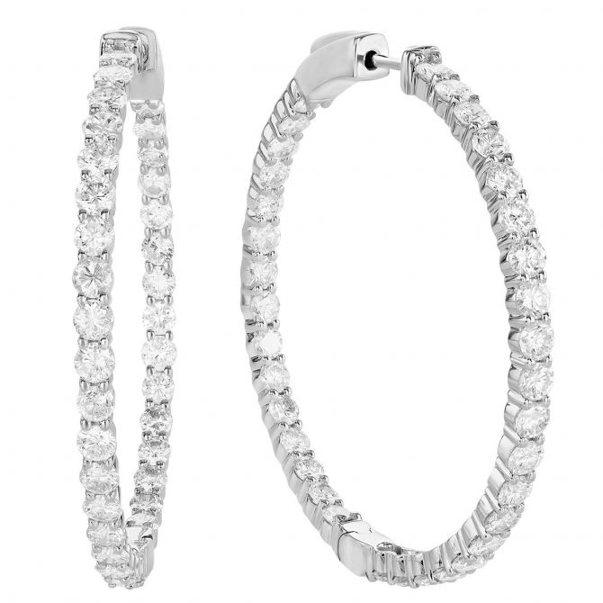 Diamond Inside Out Hoop Earrings in White Gold, 5 cttw