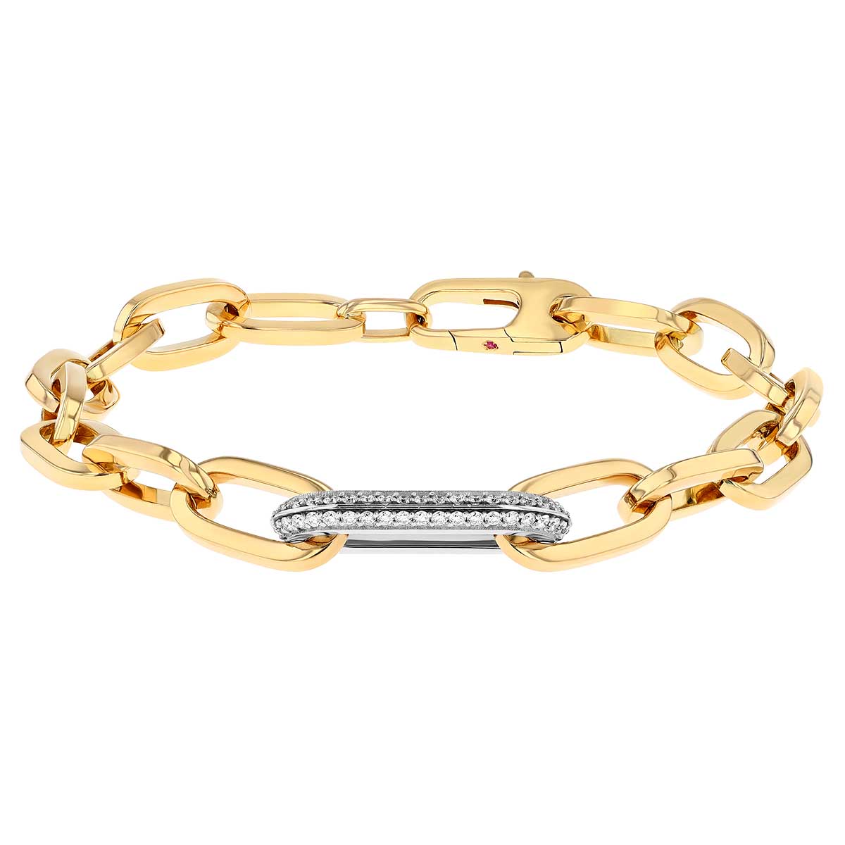 Roberto Coin Oro Classic Yellow Gold Link Bracelet with White Gold ...