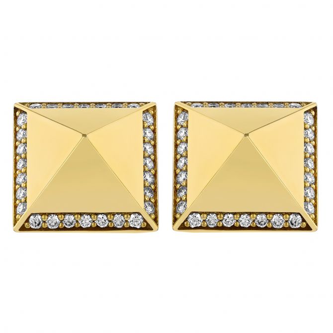 Pyramid Studs White Gold