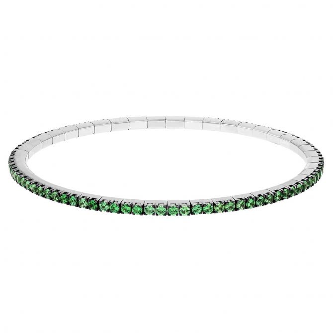 Demeglio Extensible Tsavorite Garnet Stretch Bracelet in White Gold