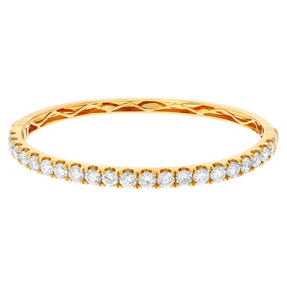 Diamond Single Row Hinged Bangle Bracelet In Yellow Gold Borsheims 