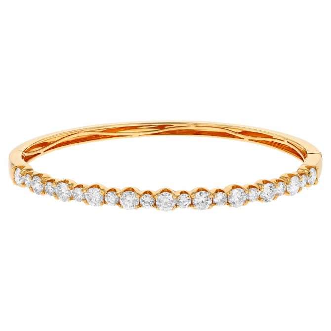 14K Yellow Gold Shared Prong Bangle, Diamond Bracelets, Diamond Bracelet  Jewelry