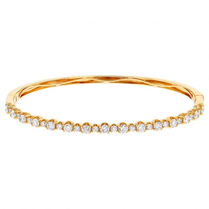 Alternating Size Diamond Bangle Bracelet in Yellow Gold, 1.75 cttw