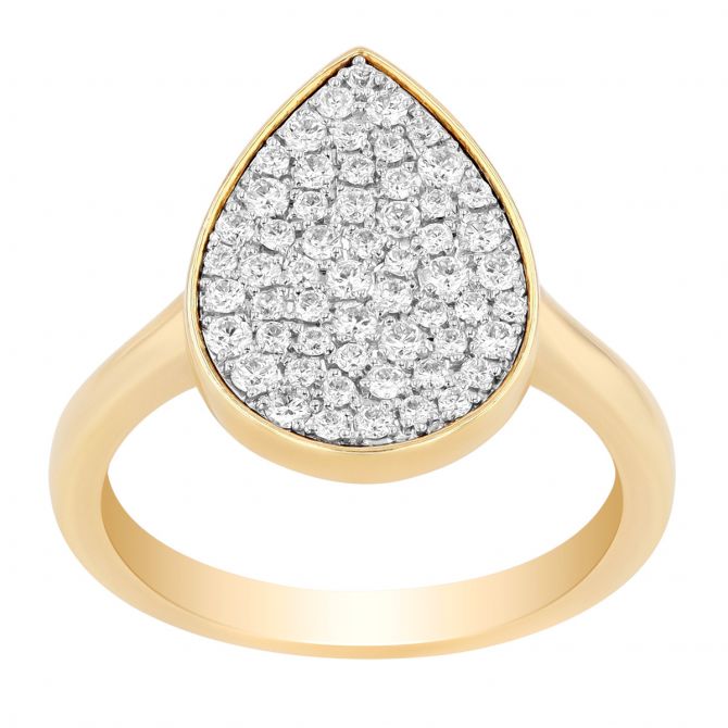 Doves Diamond Pavé Pear-Shape Ring in Two Tone