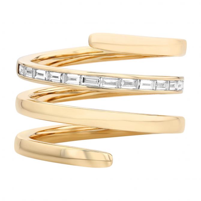 Phillips House Link Baguette Diamond Quadruple Wrap Ring in Yellow Gold