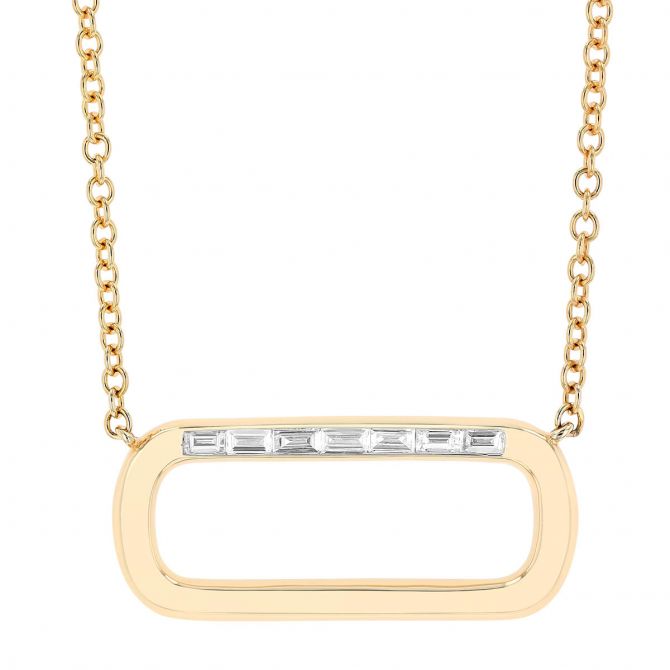 Phillips House Link Baguette Diamond Long Open Link Pendant in Yellow Gold, 17"