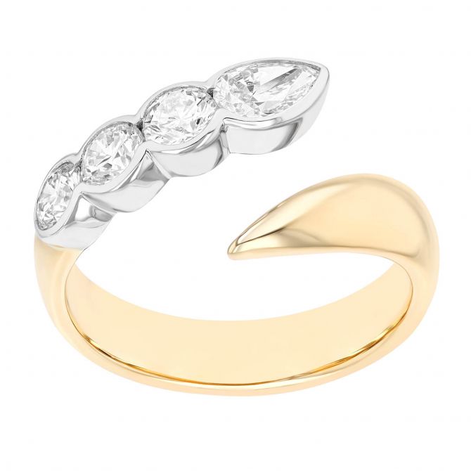 Phillips House Diamond Bypass Ring in Yellow & White Gold