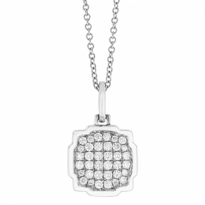 Frederic Sage Diamond Pavé Modern Quatrefoil Pendant in White Gold, 18"