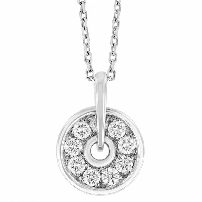 Frederic Sage Mini Diamond Open Circle Pendant in White Gold, 18"