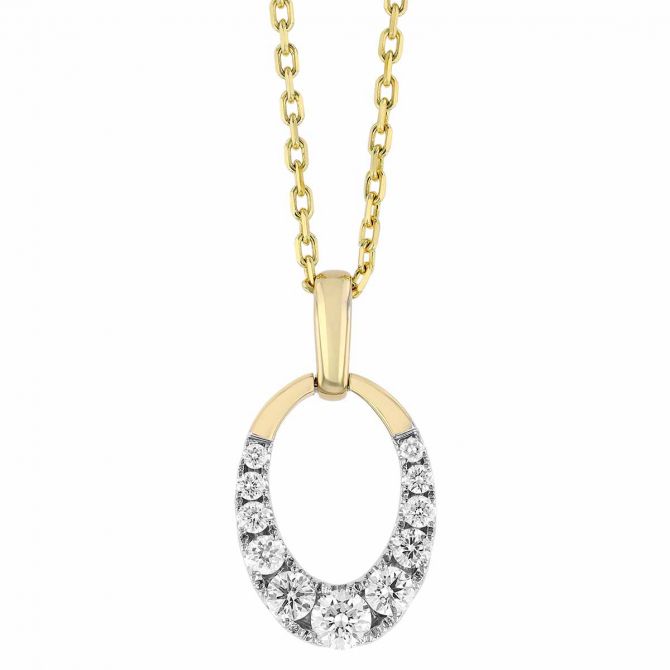 Frederic Sage Open Oval Diamond Pendant in Yellow & White Gold, 18"