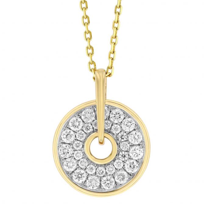 Frederic Sage Small Diamond Open Circle Pendant in Yellow & White Gold, 18"