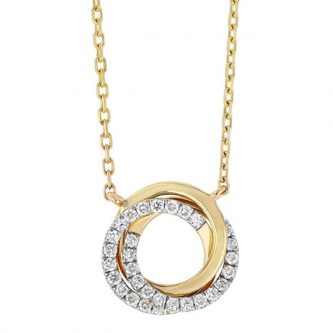 Frederic Sage Diamond Rosette Swirl Necklace in Yellow Gold, 18"