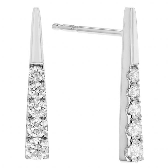 Frederic Sage Tapered Bar Post Earrings in White Gold