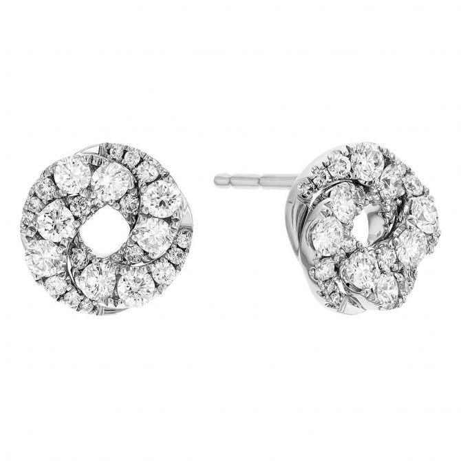 Frederic Sage Twist Black & White Diamond Stud Earrings in White Gold