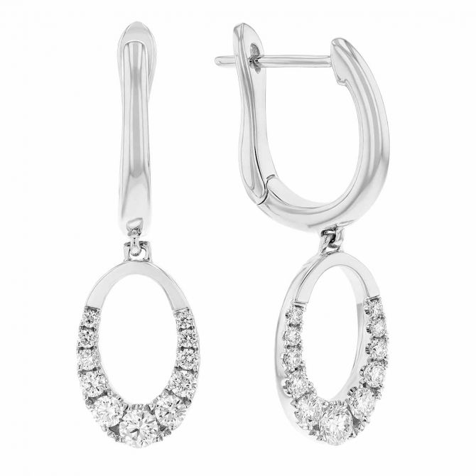 Frederic Sage Diamond Oval Dangle Earrings in White Gold