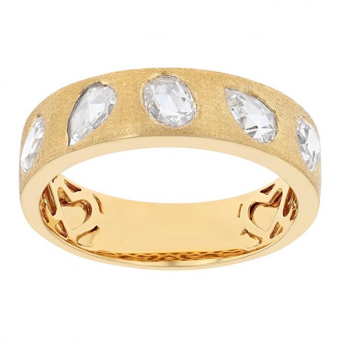 Mixed Shape Flush Set Diamond Ring in Yellow Gold