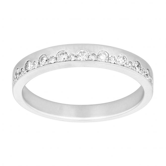 Diamond Flush Set Band Ring in White Gold