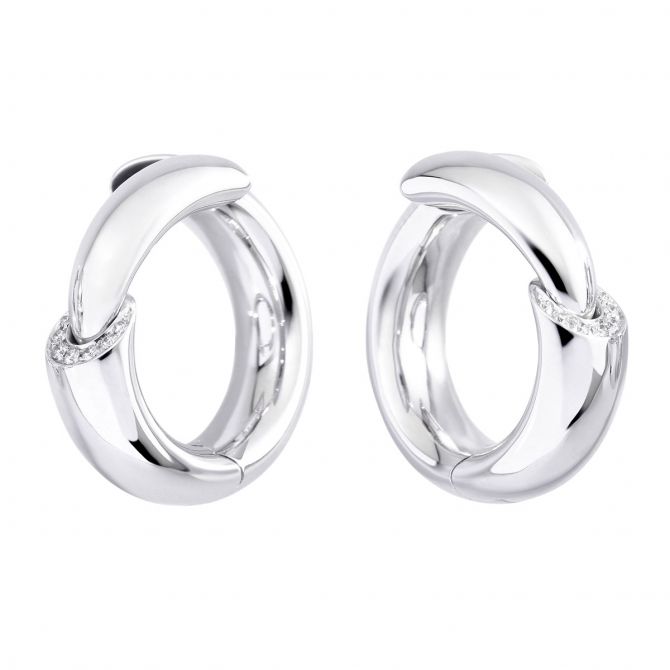 Vhernier Calla Midi Diamond Hoop Earrings in White Gold