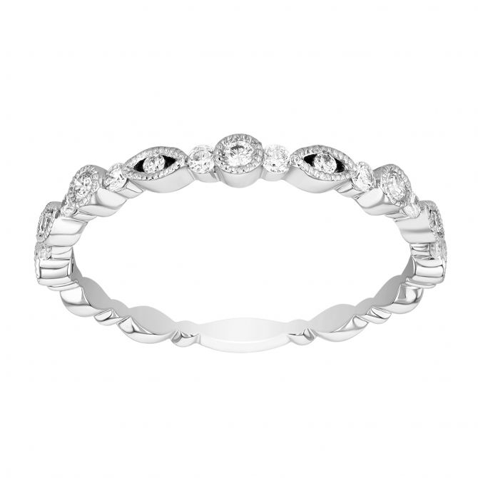 Diamond Bezel & Marquise Shape Alternating Pattern Ring in White Gold