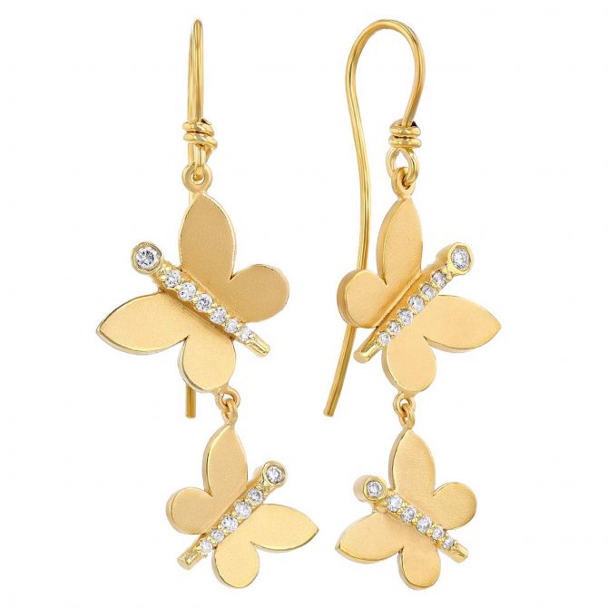 Butterfly dangle earrings 14k store yellow gold