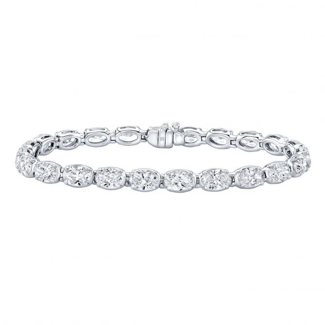 Rahaminov Oval Diamond Tennis Bracelet in White Gold, 6.5"