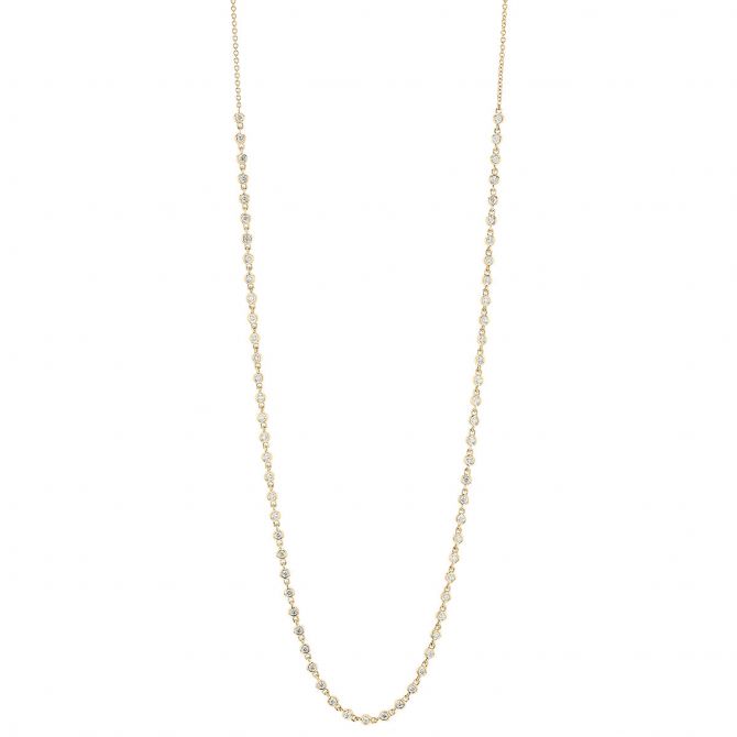 Bezel Set Diamond Chain Necklace in Yellow Gold, 17"