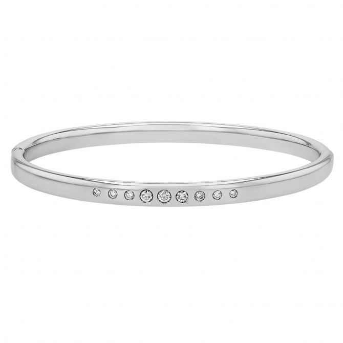 Pesavento Flush Set Graduated Diamond Stretch Bangle Bracelet in Sterling Silver