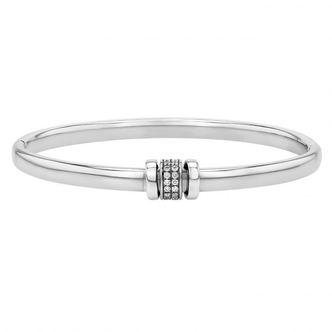 Pesavento Diamond Pave Rondelle Stretch Bangle Bracelet in Sterling Silver