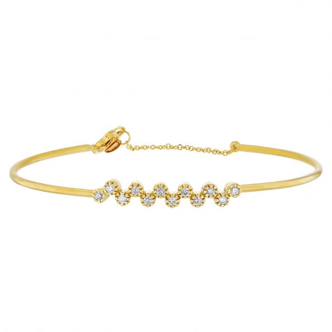 Marika Bezel Set Diamond Zig-Zag Cuff Bracelet in Yellow Gold