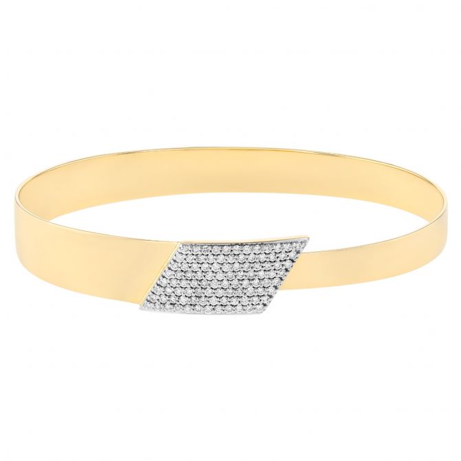 Phillips House Affair Diamond Pavé Geometric Tapered Bangle Bracelet in Yellow Gold