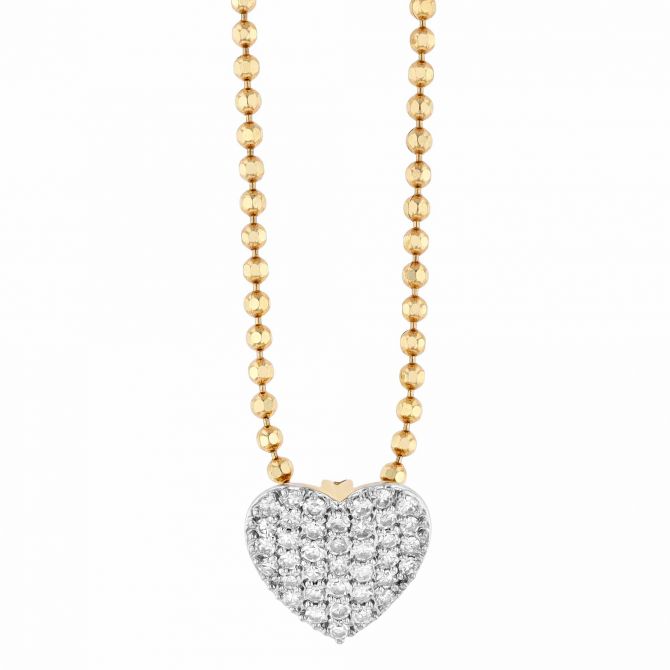 Phillips House Affair Micro Infinity Diamond Pave Heart Pendant in Yellow Gold, 18"