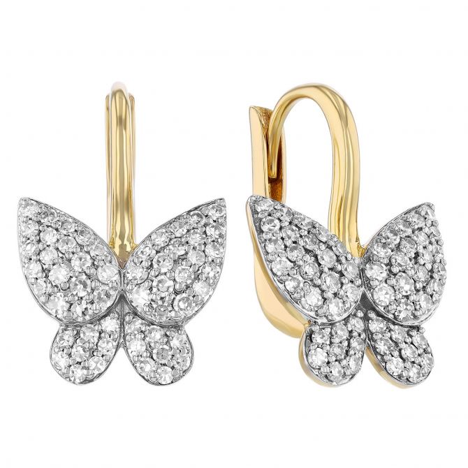 Phillips House Diamond Pavé Butterfly Drop Earrings in Two Tone