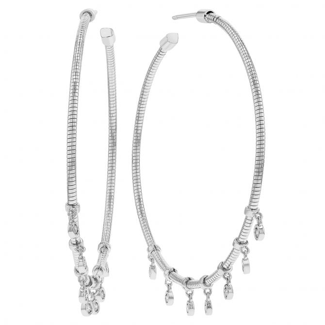 Pesavento DNA Spring Diamond Drop Hoop Earrings in Sterling Silver