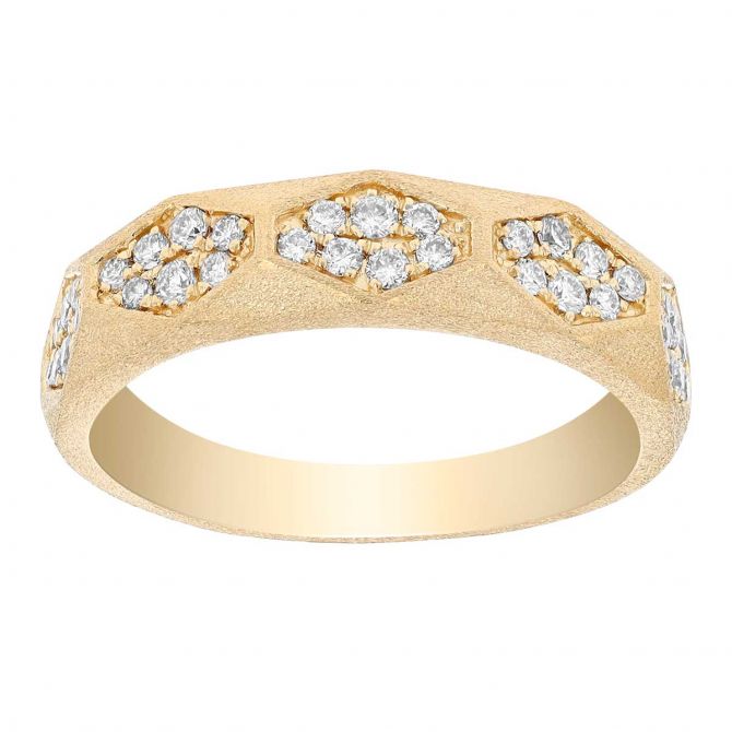 Diamond Hexagon Cluster Ring in Yellow Gold