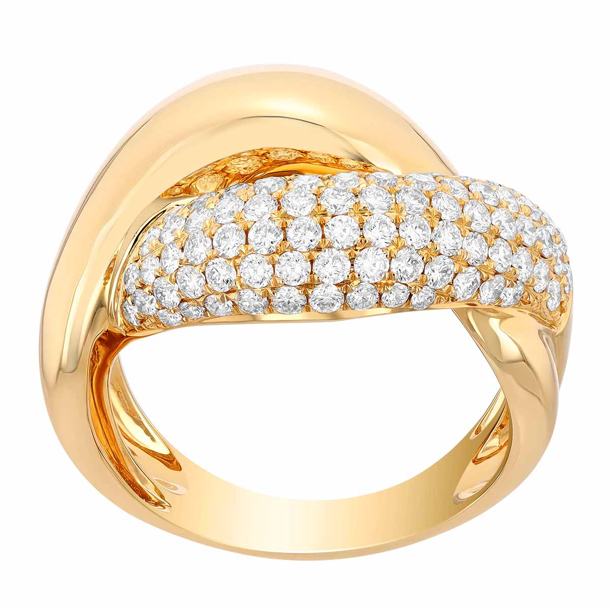 Diamond Pavé Crossover Ring in Yellow Gold | Borsheims