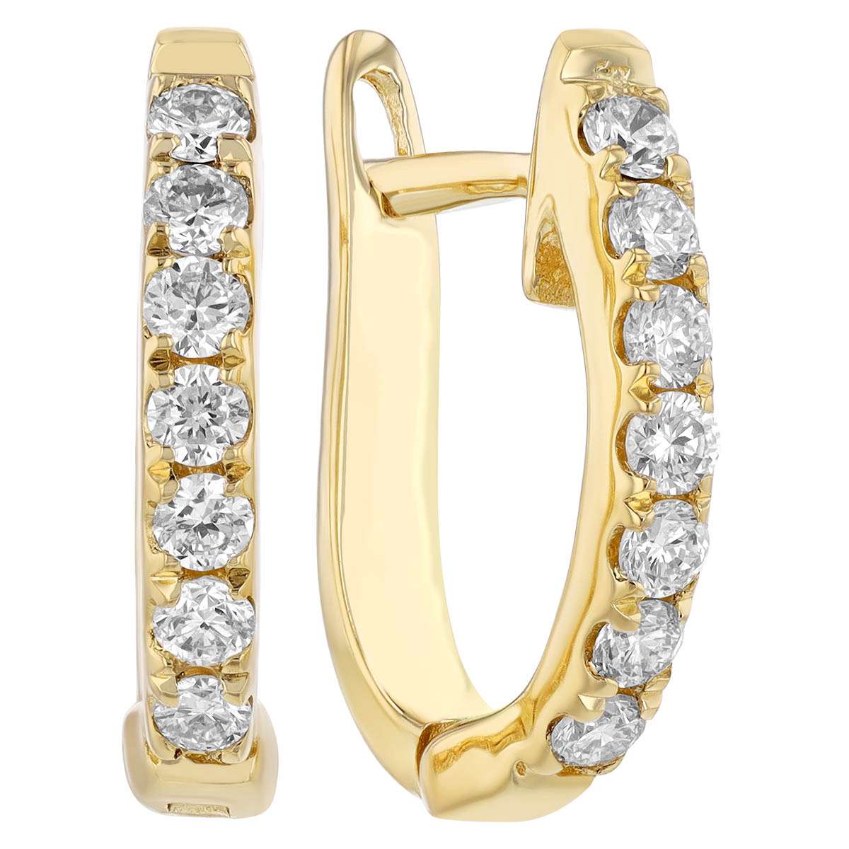 Diamond Huggie Hoop Earrings In Yellow Gold 0 14 Cttw Borsheims